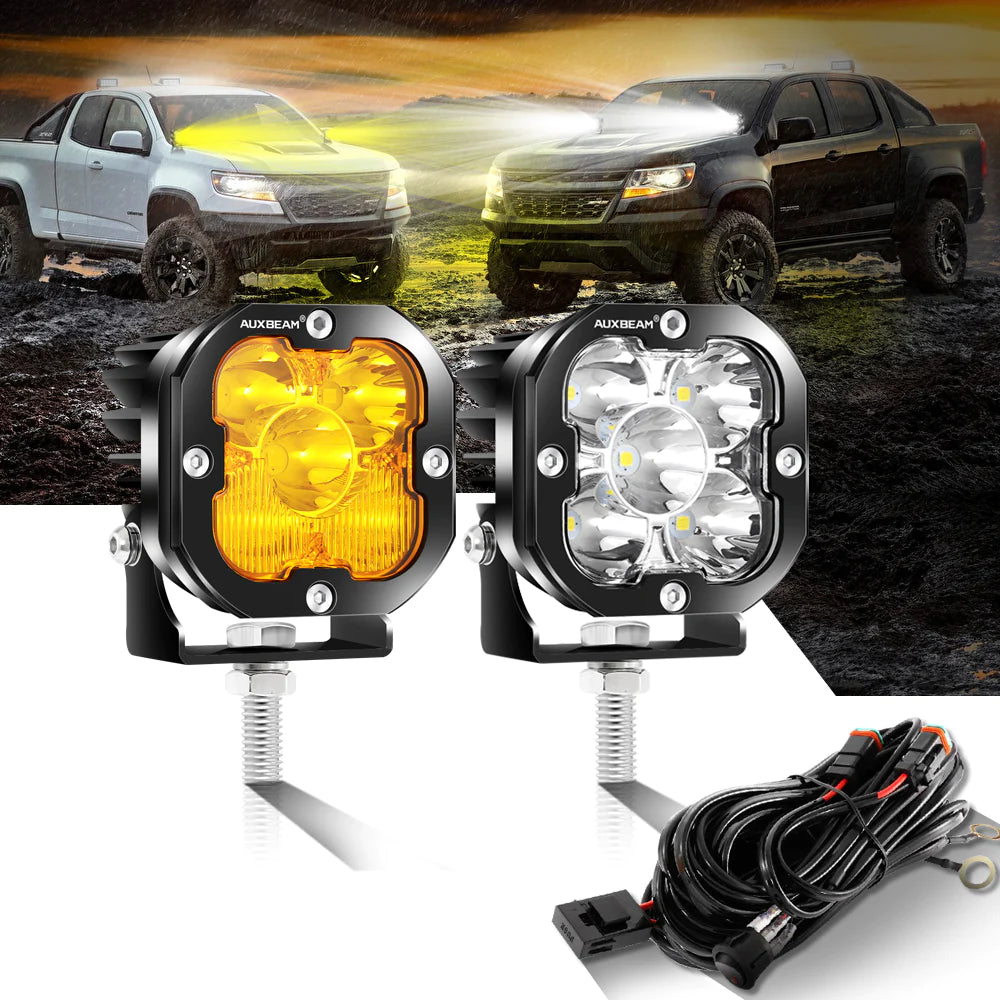 Auxbeam 3" 80W 9600LM Led Pods White & Yellow Interchangeable (Pair)