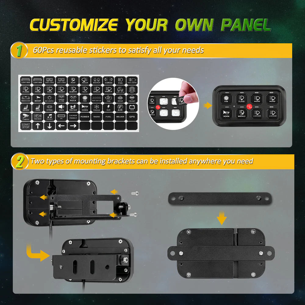 Auxbeam AR-800 RGB Bluetooth Switch Panel