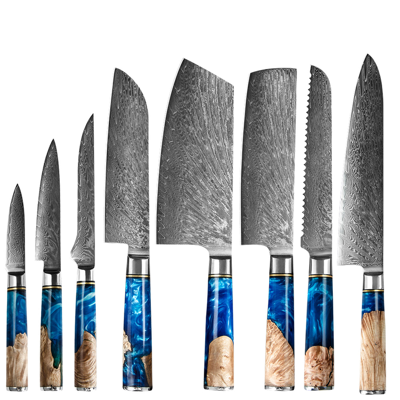 PREORDER: Eight Piece VG-10 Japanese Steel Kitchen Knife Set by Vintage Gentlemen