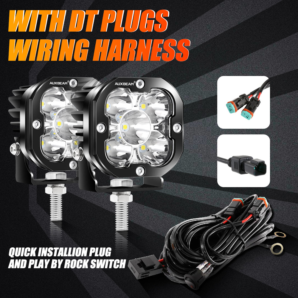 Auxbeam 3" 80W 9600LM Led Pods White & Yellow Interchangeable (Pair)