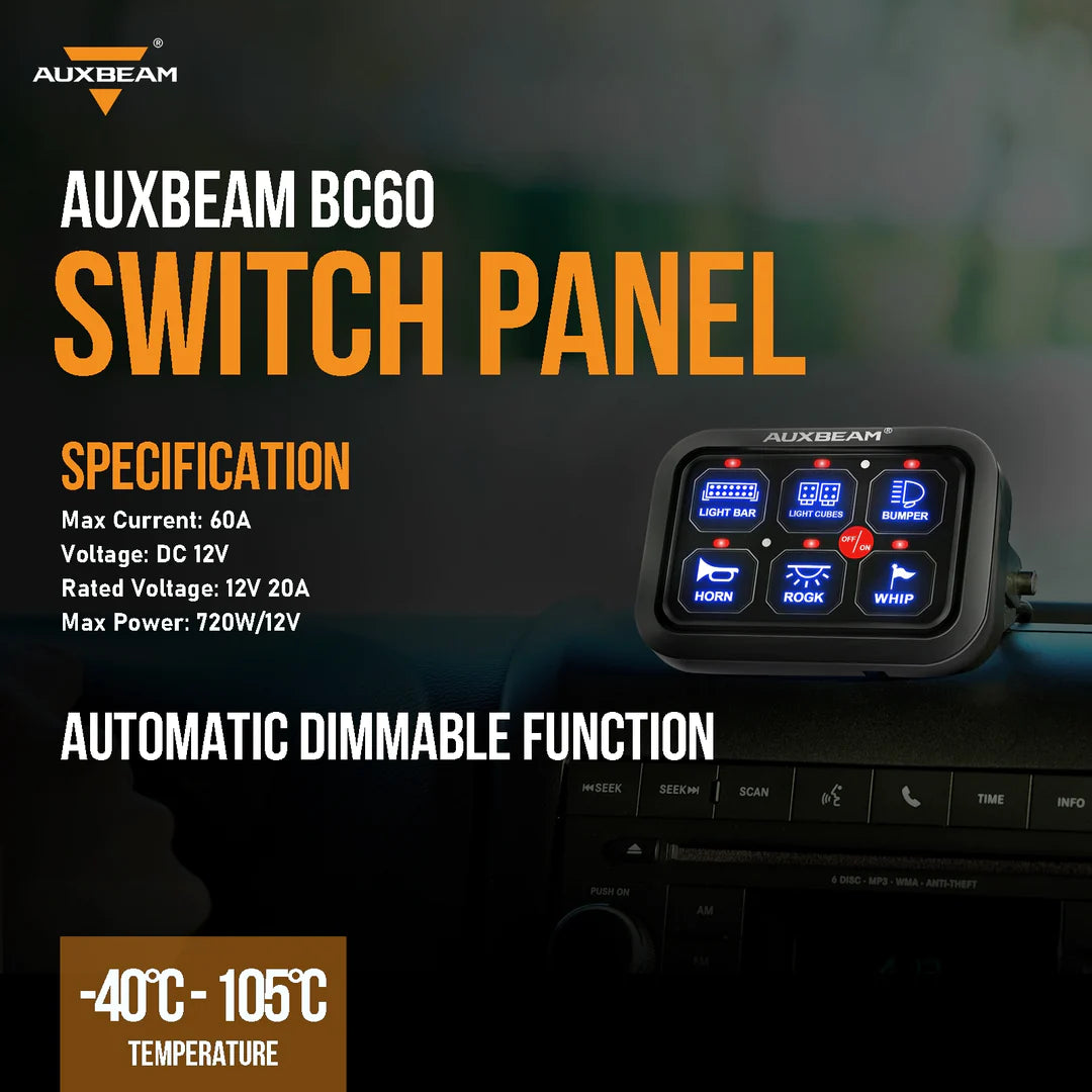 Auxbeam GC60/BC60 6 Gang Switch Panel