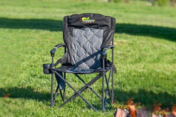 King Hard Arm Camp Chair with Lumbar Support