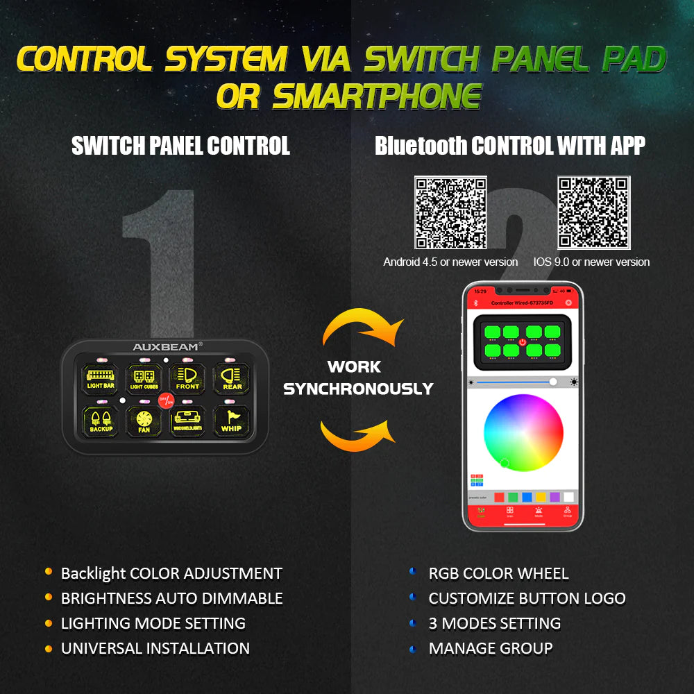 Auxbeam AR-800 RGB Bluetooth Switch Panel