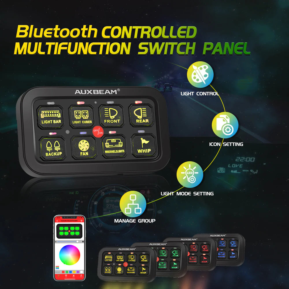 Auxbeam AR-800 RGB Bluetooth Switch Panel