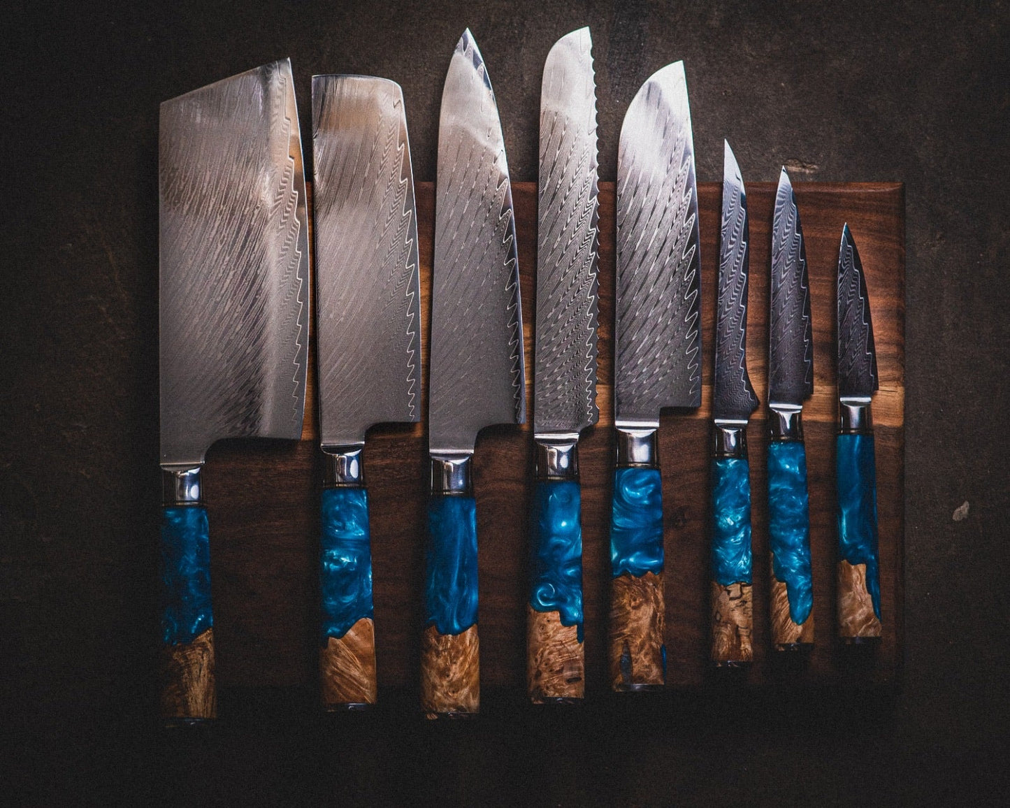 PREORDER: Eight Piece VG-10 Japanese Steel Kitchen Knife Set by Vintage Gentlemen